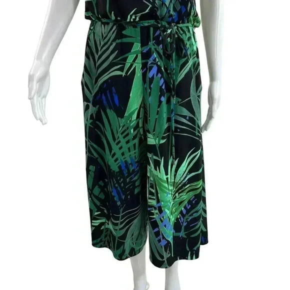 London Times Jumpsuit Romper 6 Tropical Botanical Palm Print Beach Vacation - Picture 4 of 16